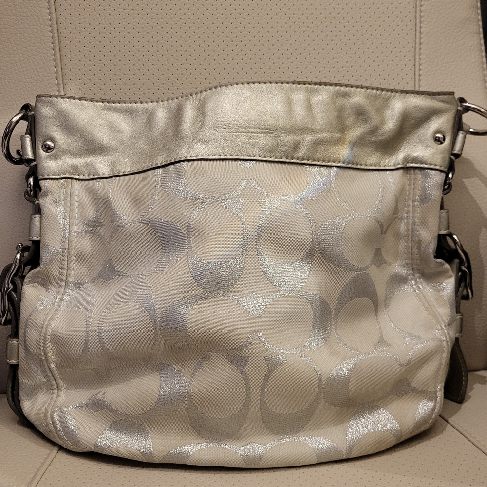 Silver and Cream Designer Women's Bag